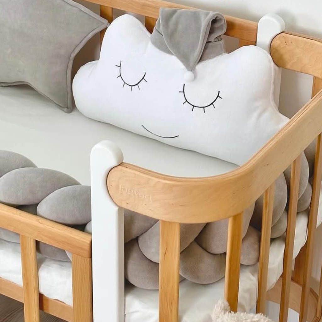 Cloudy white-blue velor decorative pillow