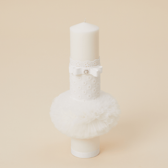 Lumanare Ania Broderie Crem Personalizata Botez Fetite AnneBebe