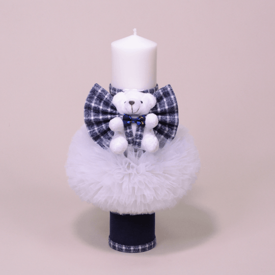 Lumanare Botez Baietei Patratele Gri Matei Personalizata