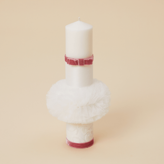 Lumanare Catalina Crem Funda Roz Pudra Botez Fete AnneBebe