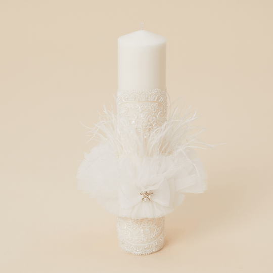 Lumanare Evelina Dantela Lux Cu Perle & Fulgi Universala Botez Fetite AnneBebe