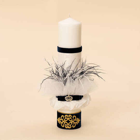 Lumanare Micul Print Crem Cu Volanas Pliseu Botez Baietei AnneBebe