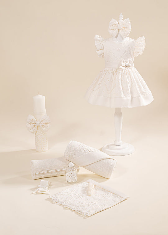 Set Botez Malina 3 Piese, Rochie, Trusou si Lumanare Personalizat Botez AnneBebe