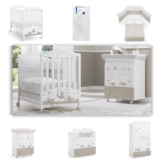 Pachet 6 piese Pat Saltea Set Textil Comoda Cabinet Dulap Mirtillo cu ursuleti