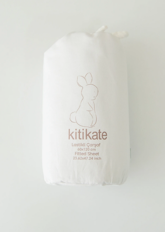 Cearceaf de pat alb mediu 60 x 120 cm bumbac organic S09053 KitiKate