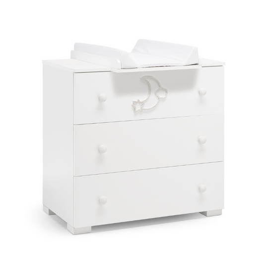 Дитяча шафа з трьома ящиками Moon White Baby Room Furniture, Erbesi, Італія 