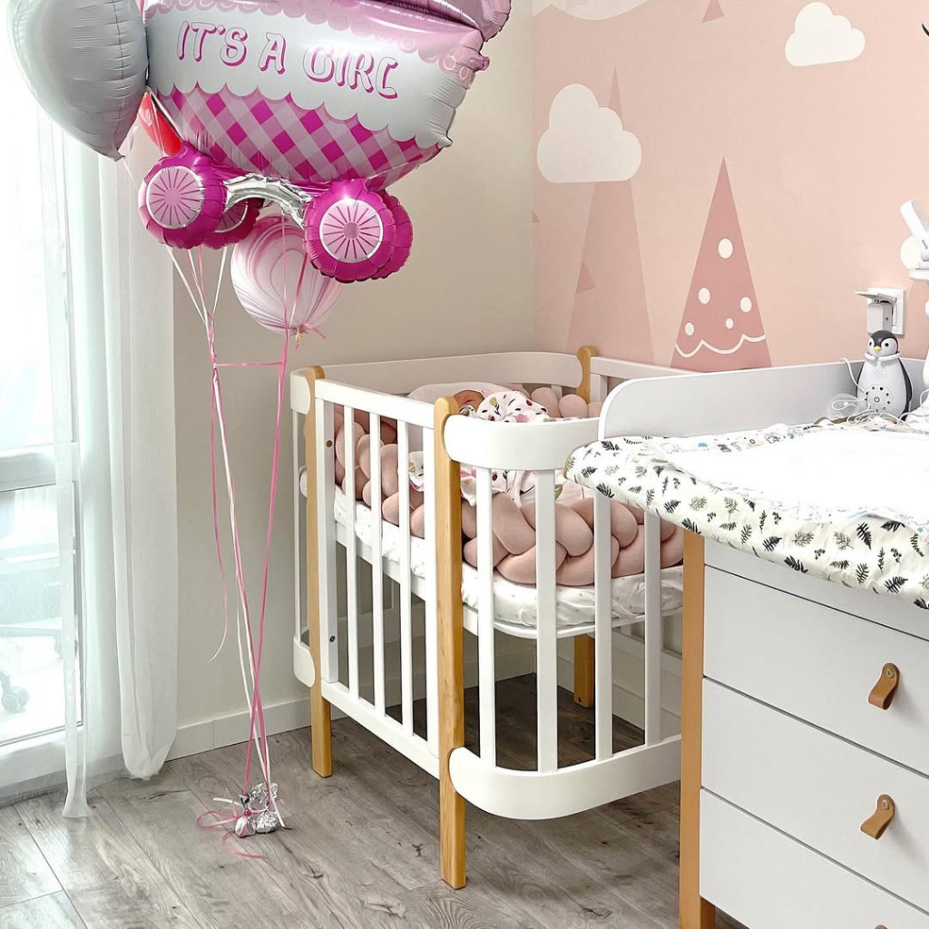 Patut Nika 60cm latime Transformabil 5in1 Alb Natural cu Bare Groase 60x95/120cm Ingvart