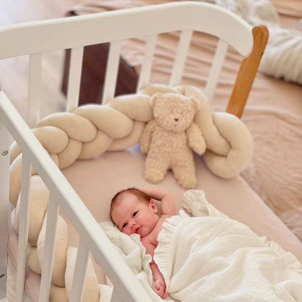 Patut Nika 60cm latime Transformabil 5in1 Alb Natural cu Bare Groase 60x95/120cm Ingvart