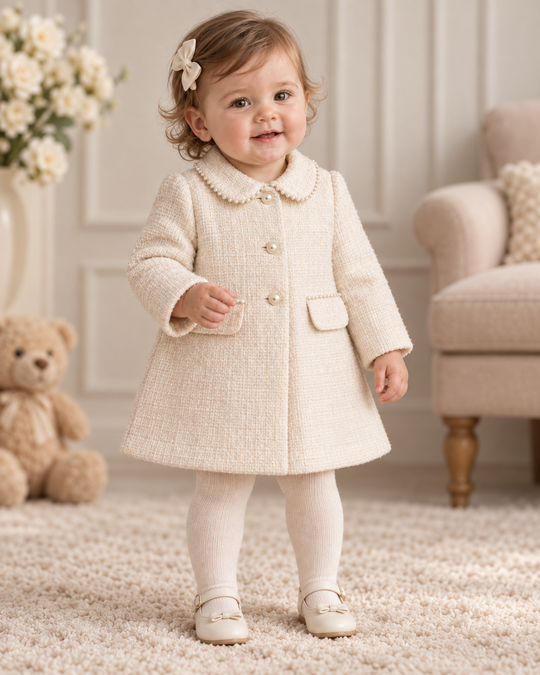 Cream Coat With Pearls