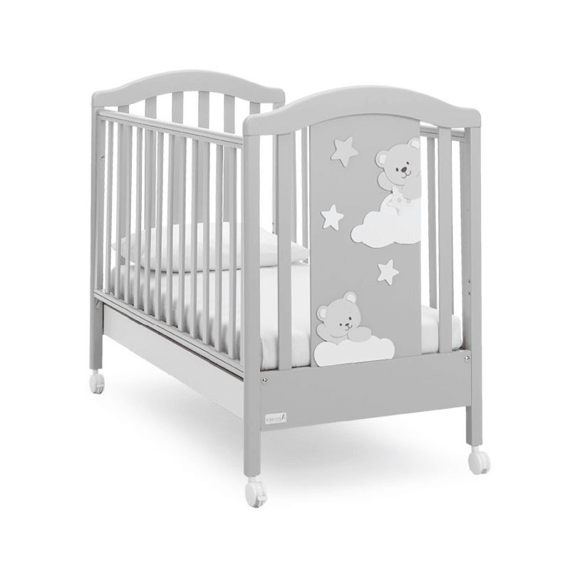 Pat Bebe Lemn - Mars Gri cu Somieră Normală, Design Azzurra