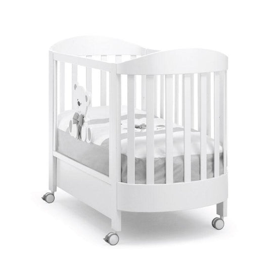 Patut bebelusi Oval Tato cu saltea inclusa Design Italian Alb Lemn de Fag Alb & Gri