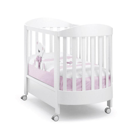 Дитяче ліжечко Girls Oval Tato з матрацом у комплекті Italian Design White Beech Wood White &amp; Pink 