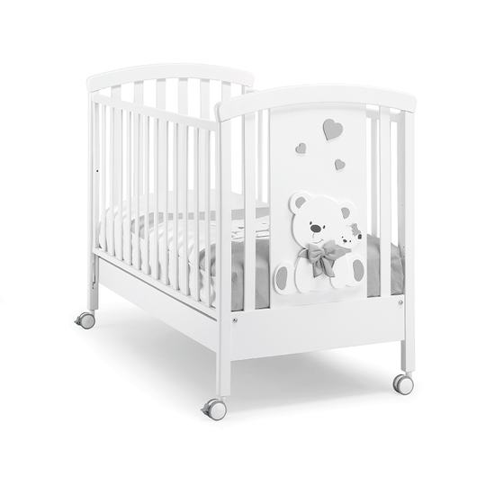 Patut bebelusi Tato Alb & Gri cu sertar si laterala culisanta Italia