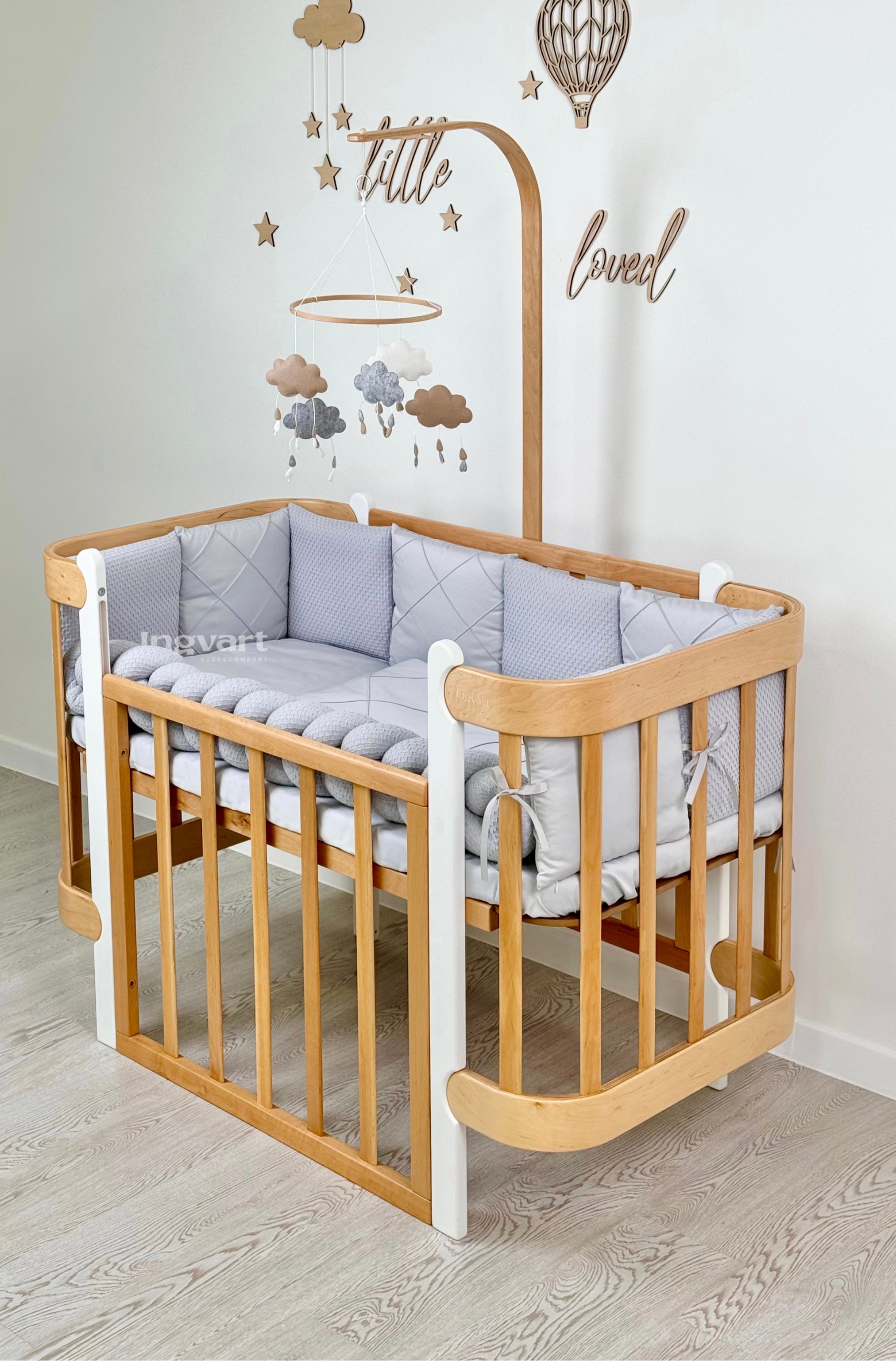 Crib Bedding Set 60x120 cm Satin Platinum Blue Ingvart