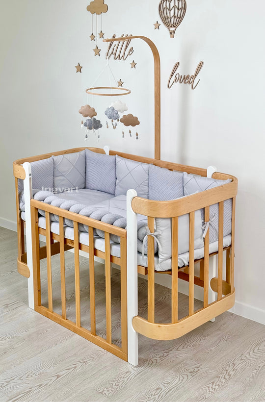 Crib Bedding Set 60x120 cm Satin Platinum Blue Ingvart