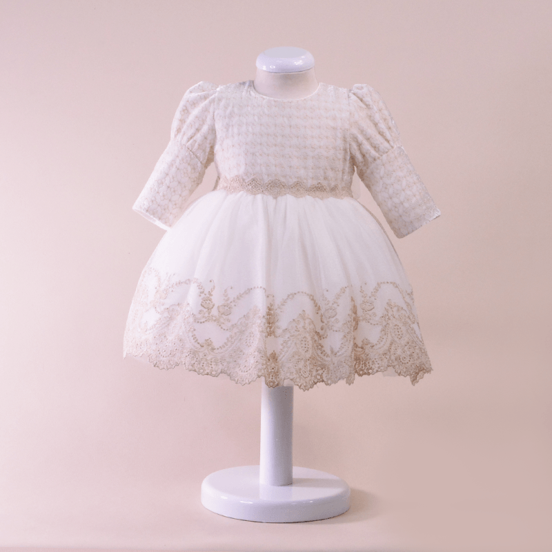 AnneBebe - Rochita Eleganta Fetite Crem Cappuccino Danteluta Annebebe