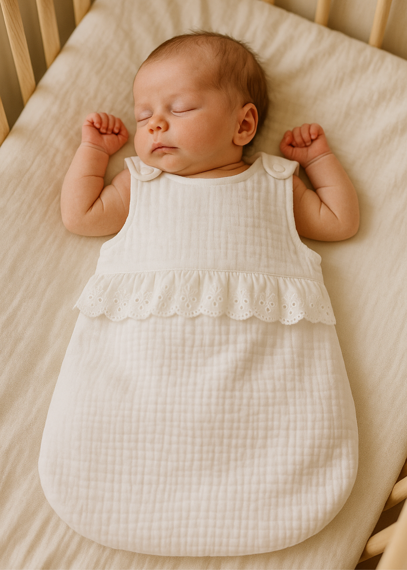 Sleeping Bag Girls White Muslin AnneBebe 