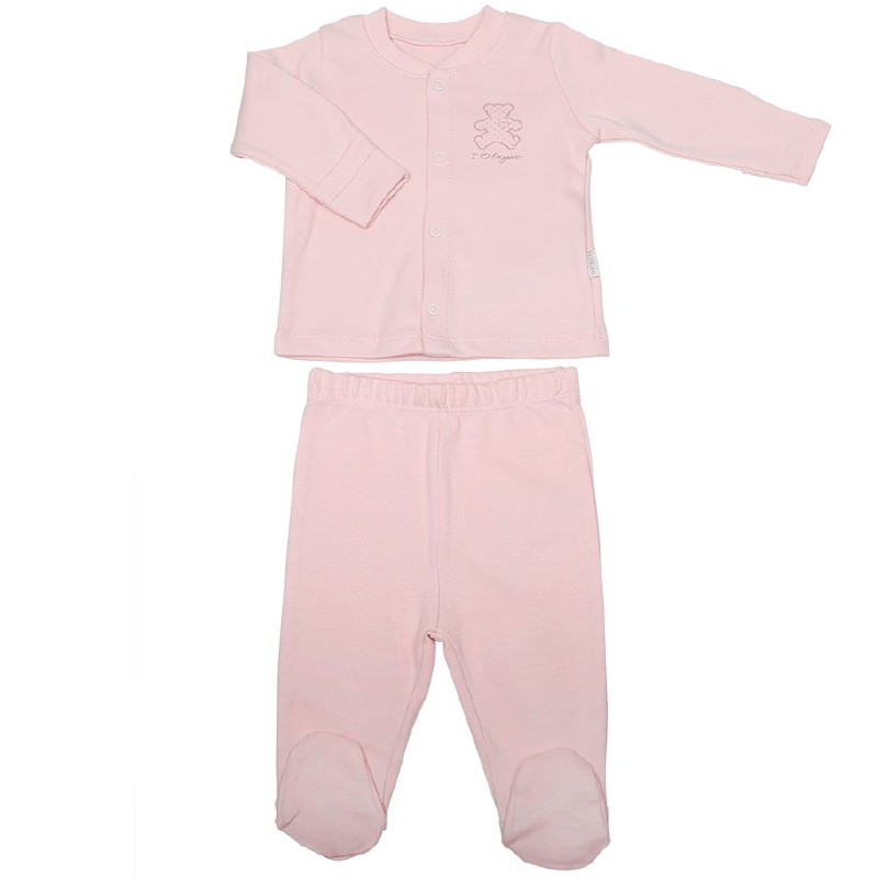 AnneBebe - Set 2 Piese Bluza & Pantaloni Cu Botosi Bebelusi Bumbac Organic Roz S75691 Kiti Kate