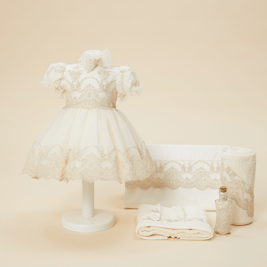 Set Botez Charlotte 2 Piese, Rochita si Trusou Personalizat Botez AnneBebe