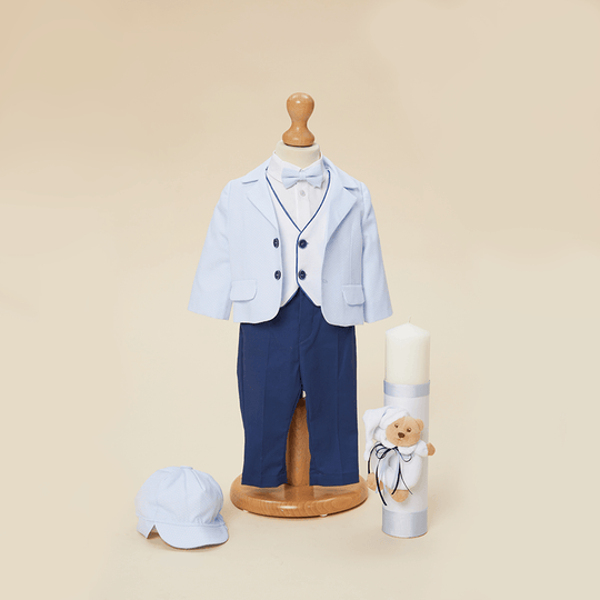 Set Botez Octav 2 Piese, Costum si Lumanare Botez Baieti AnneBebe