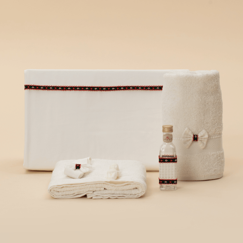 AnneBebe - Set Botez Sofia 2 Piese Ivory Cu Tematica Traditionala ( Rochita+Trusou ) Personalizat Botez AnneBebe