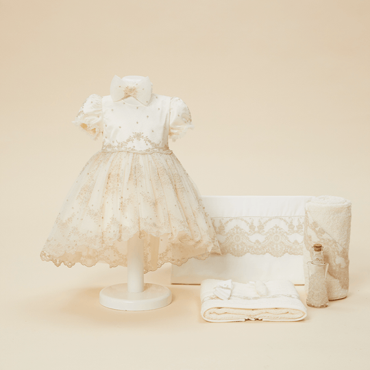 Set Botez Teodora 2 Piese, Rochita si Trusou Personalizat Botez AnneBebe