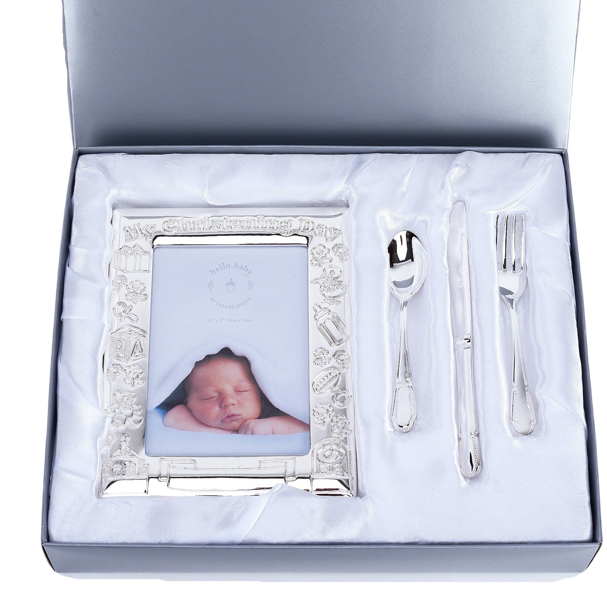 AnneBebe - Set Cadou Rama Foto & Tacamuri Argintate 8874C