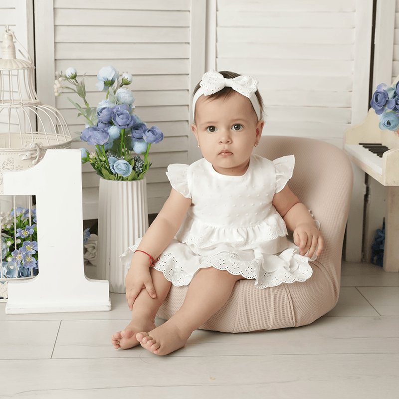 AnneBebe - Set Ivory Bluzita Cu Fustita Chilotel Broderie Casual Fetite AnneBebe