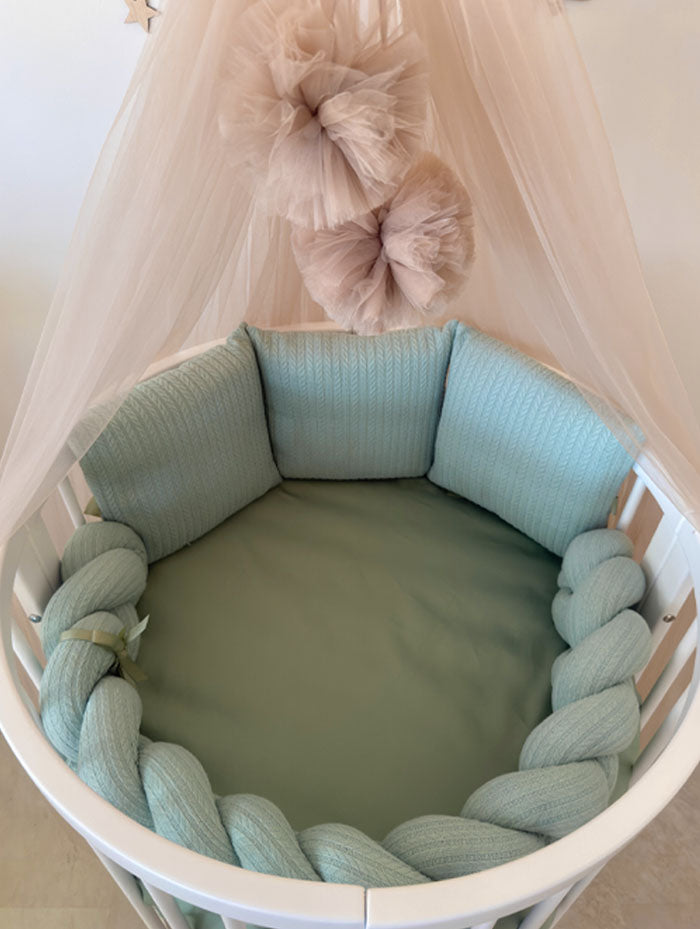 Crib Bedding Set 60x120 cm Satin Platinum Green Ingvart