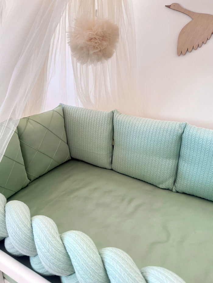 Crib Bedding Set 60x120 cm Satin Platinum Green Ingvart