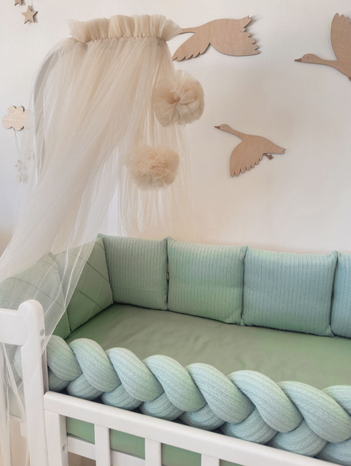 Crib Bedding Set 60x120 cm Satin Platinum Green Ingvart