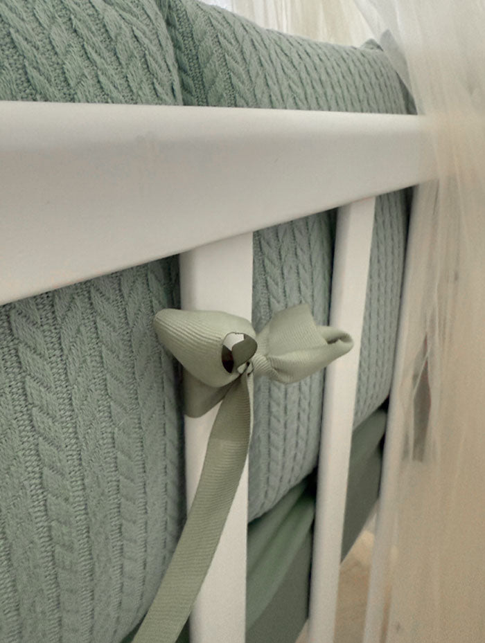 Crib Bedding Set 60x120 cm Satin Platinum Green Ingvart