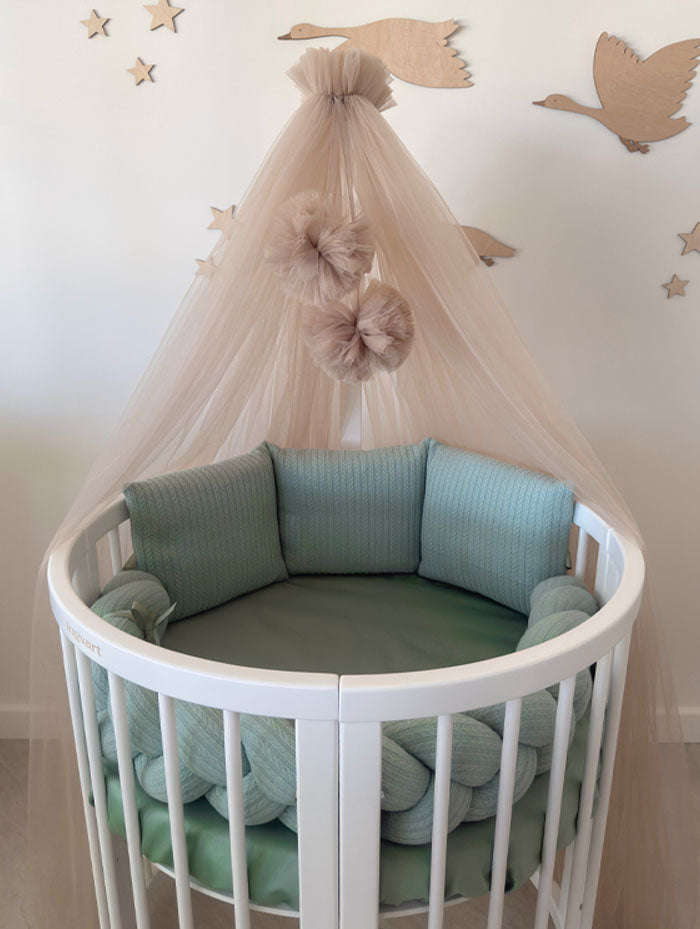 Crib Bedding Set 60x120 cm Satin Platinum Green Ingvart