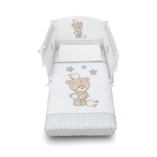 Set Protectie Patut 4 Piese Bumbac Love Me Azzurra