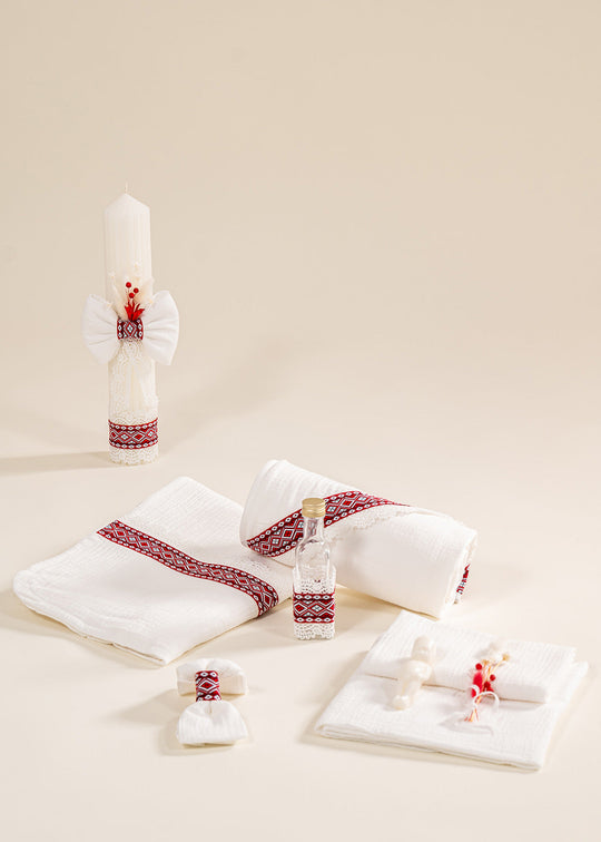 Baptism Set 2 Pieces Ava Candle and Personalized Trunk AnneBebe