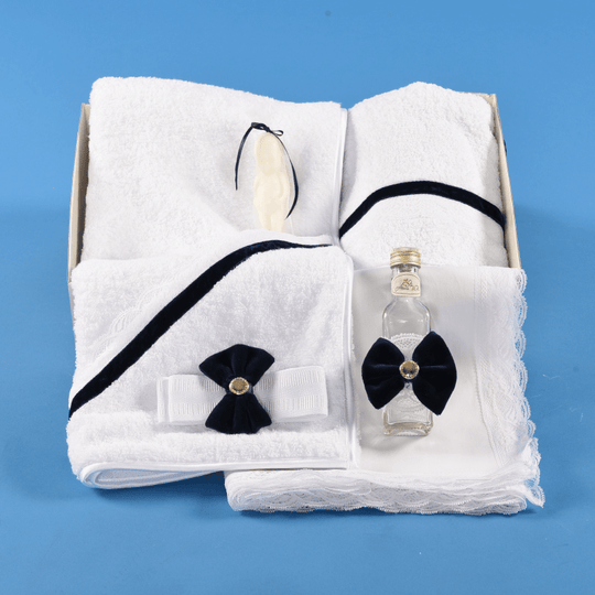 Trusou Baietei Personalizat Alb Catifea Bleumarin AnneBebe