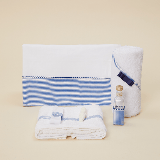 Trusou Iosif Alb Dungi Albastre & Funda Bleumarin Baieti AnneBebe