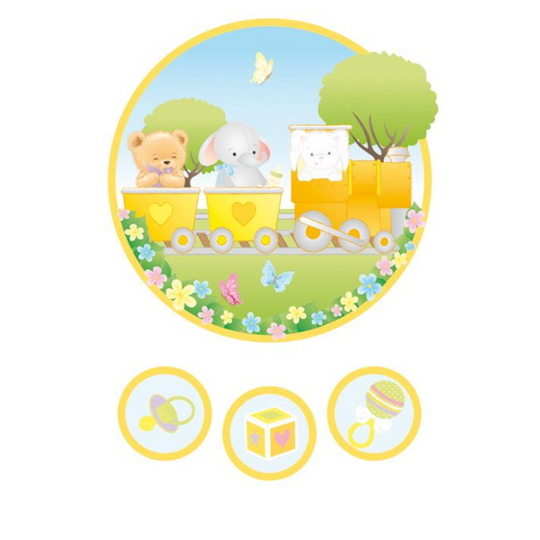 Felicitare Unisex Bebelusi Tren Animalute BabyTrain 12x18 cm