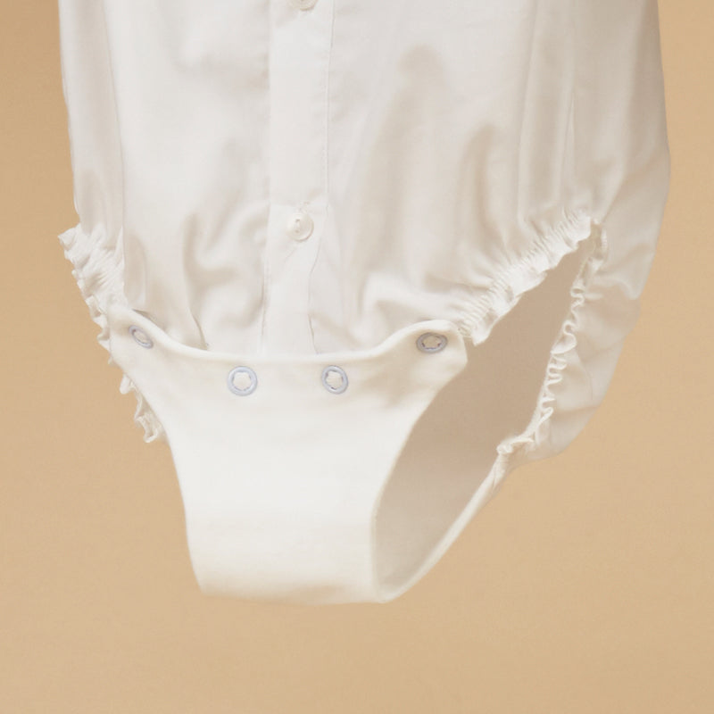 Camasa tip Body pentru Baietei Alba Bumbac cu Maneca Lunga AnneBebe - Camera Bebelusului