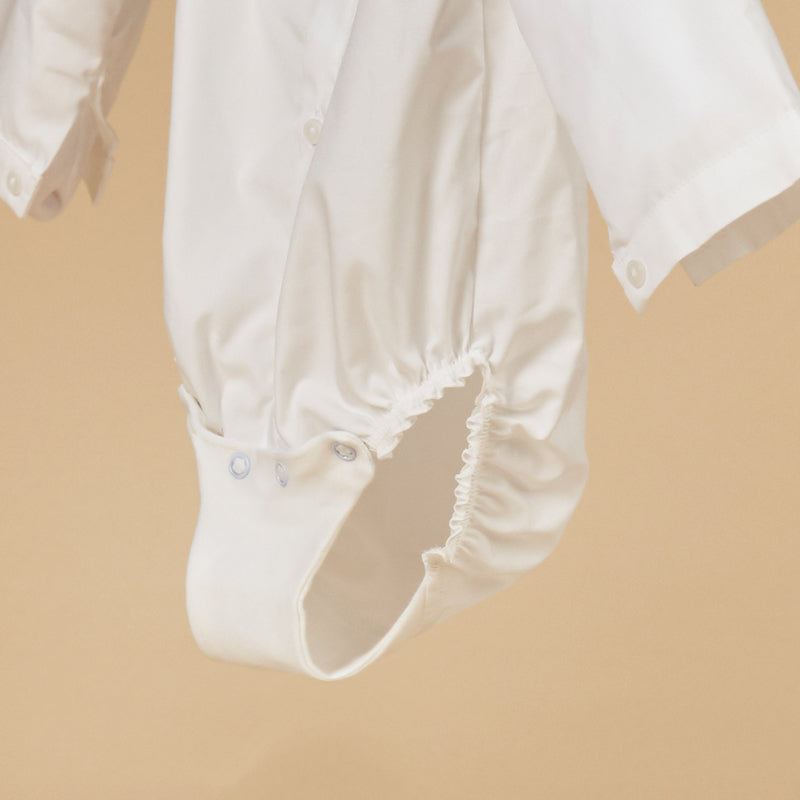 Camasa tip Body pentru Baietei Alba Bumbac cu Maneca Lunga AnneBebe - Camera Bebelusului
