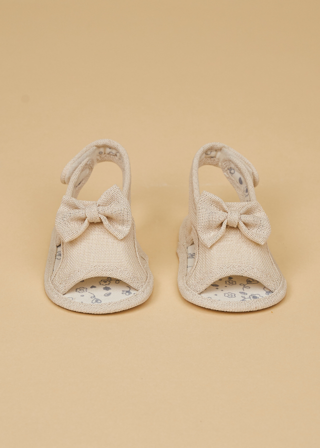 Sandale din Bumbac Bej cu Funda pentru Fetite 231226 Sinderella - Camera Bebelusului