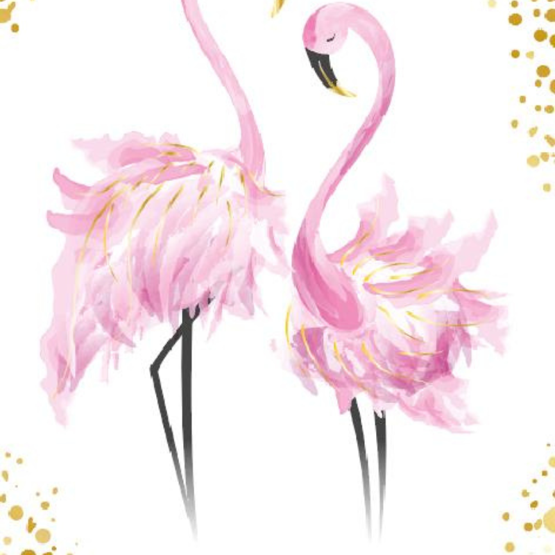 Felicitare Bebe Fetite Alba Flamingo Roz 12x18 cm - Camera Bebelusului