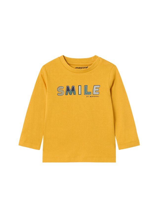 Bluza pentru Baietei, Galbena cu Maneca Lunga si Inscriptie Smile 108 Mayoral - Camera Bebelusului