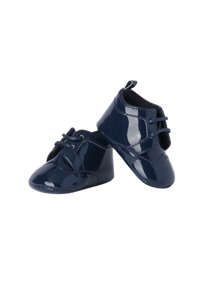 Pantofi Bleumarin Luciosi cu Siret pentru Baietei 8308 Minibanda - Camera Bebelusului
