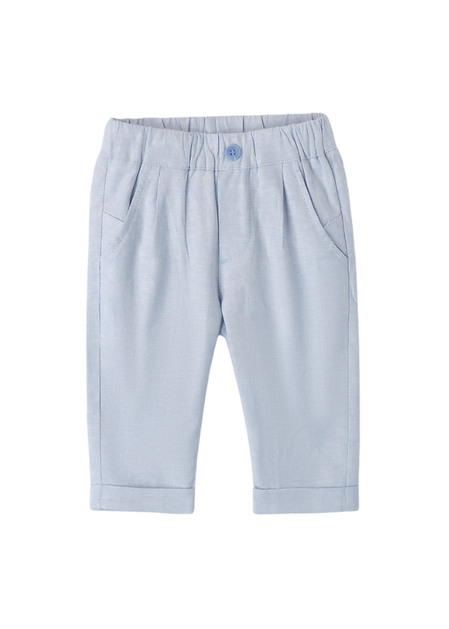 Pantaloni Lungi Bleu din In cu Vascoza 8666 Minibanda - Camera Bebelusului