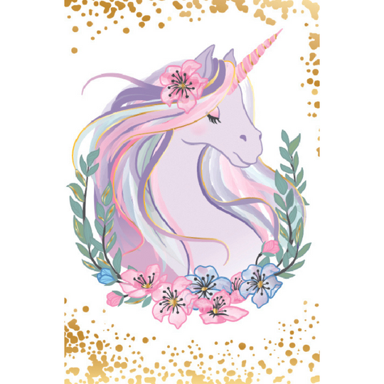 Felicitare Bebelusi Fetite Unicorn Mov Gold Charming 12x18 cm