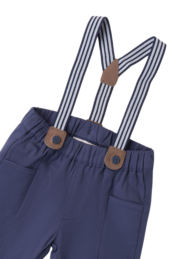 Pantaloni Lungi Albastri cu Bretele pentru Baietei 8672 Minibanda - Camera Bebelusului