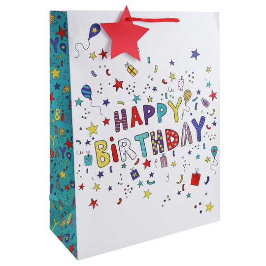 Baby Gift Bag White Green Happy Birthday