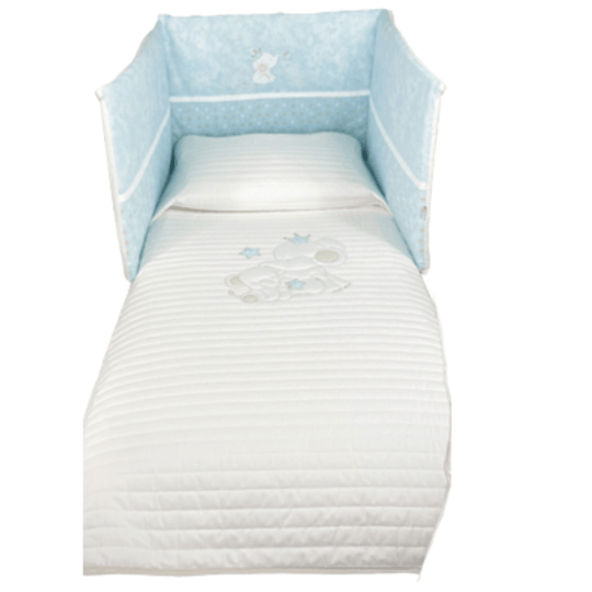 Blue crib bumper with elephant 120x60cm &amp; 127 x63cm D71 Andy Helen Italia