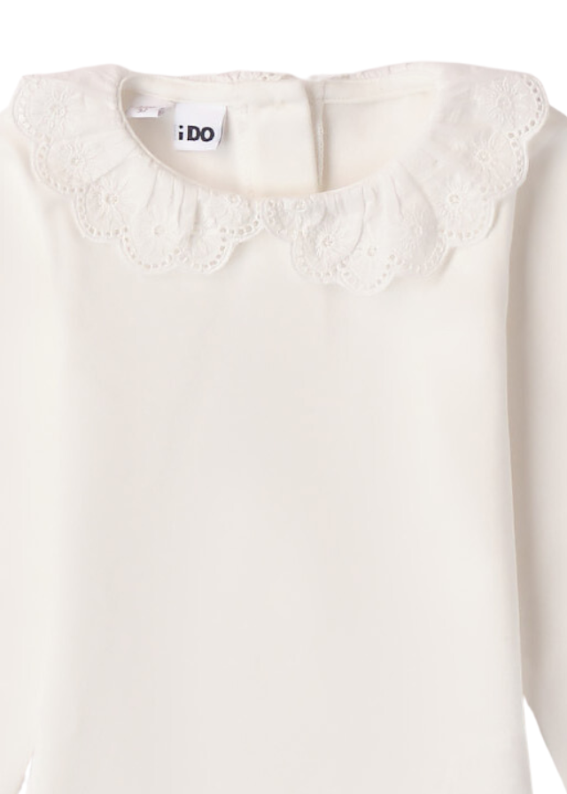 Bluza Ivory pentru Fete, cu Maneca Lunga si Guler cu Broderie 7648 iDO - Camera Bebelusului
